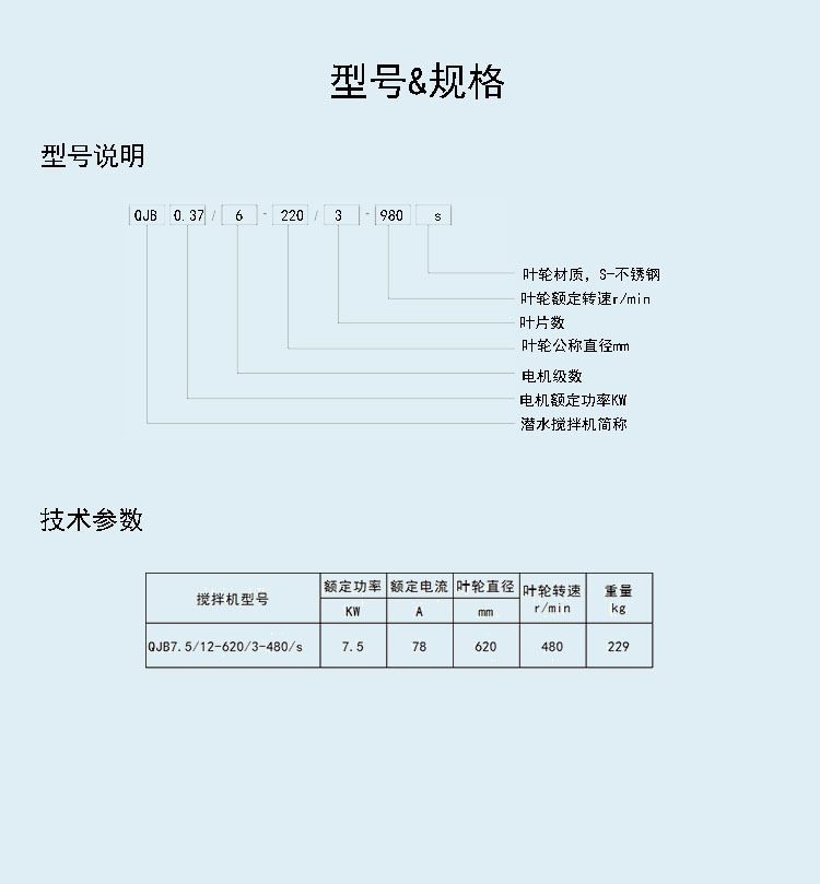 QJB型潛水(shuǐ)攪拌(bàn)機 - 7.5kw